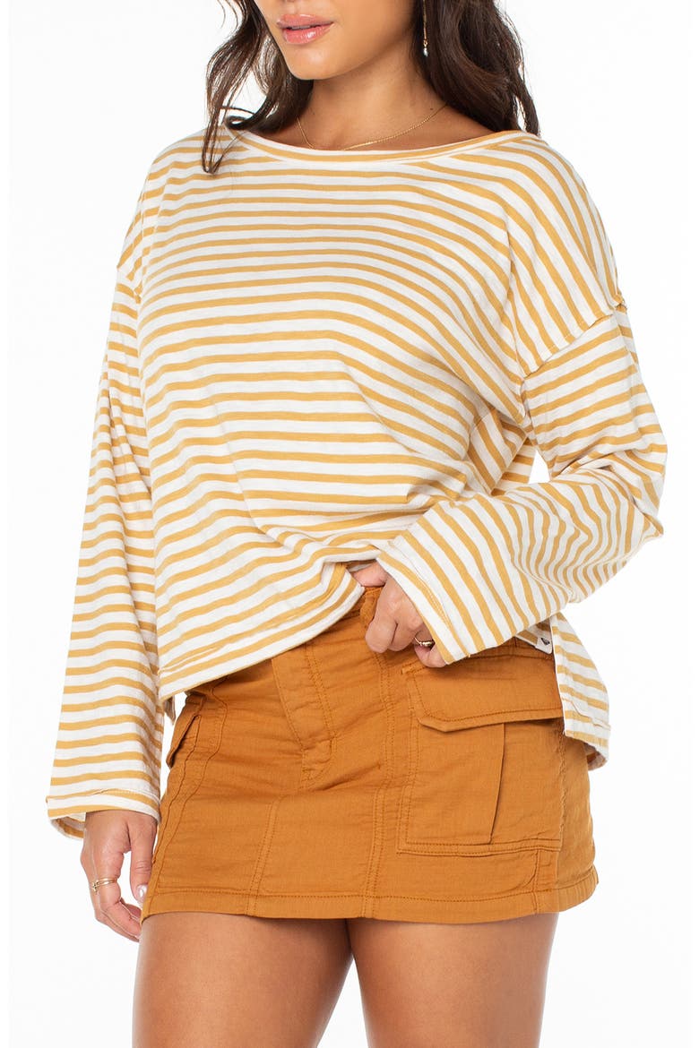 Good Vibes Stripe Top, Alternate, color, CURRY