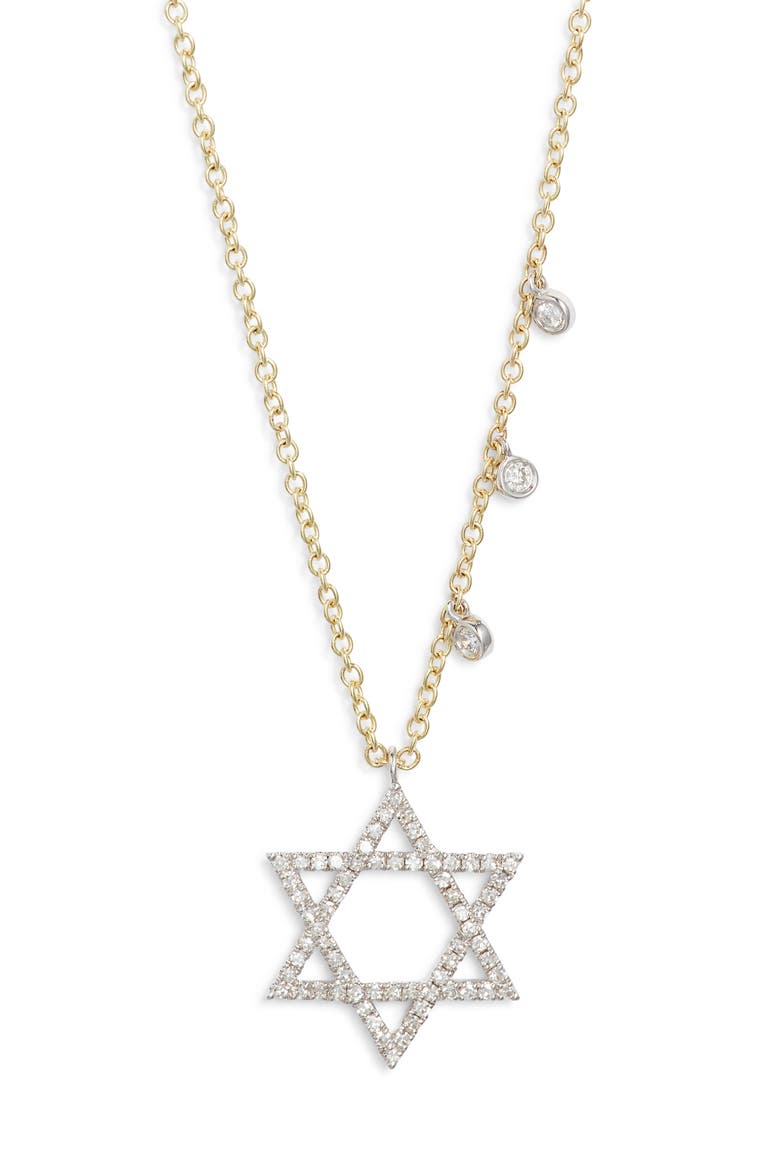 Pavé Diamond Star of David Pendant Necklace, Main, color, GOLD
