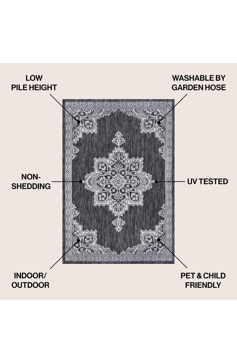 JONATHAN Y Arden Vintage Casual Medallion Indoor/Outdoor Area Rug, Alternate, color, Dark Gray/Cream