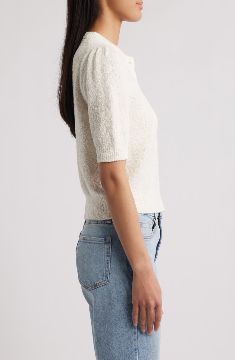 MARGARET O'LEARY Pleated Short Sleeve Cotton Blend Cardigan, Alternate, color, 