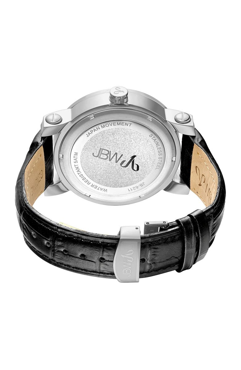 JBW Men's Hendrix Diamond Croc Embossed Leather Strap Watch, 50mm - 0.20 ctw, Alternate, color,