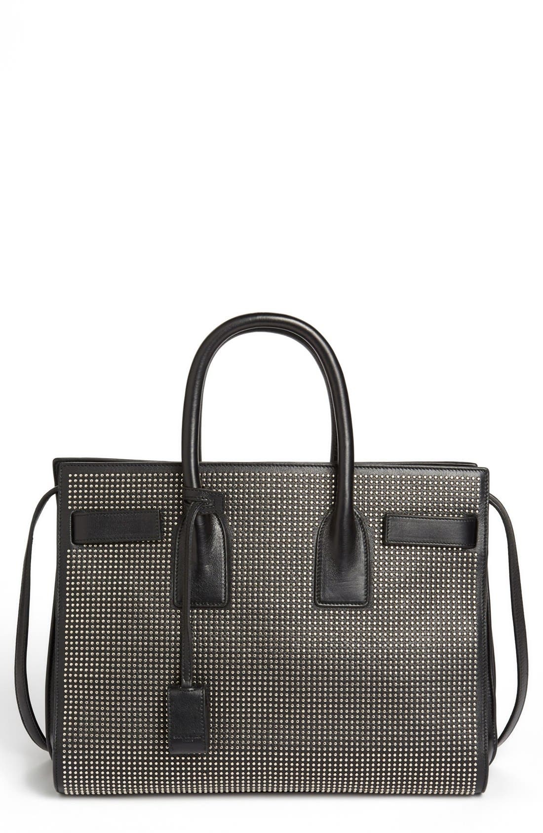 Saint Laurent 'Small Sac de Jour Studs' Leather Tote, Main, color, 