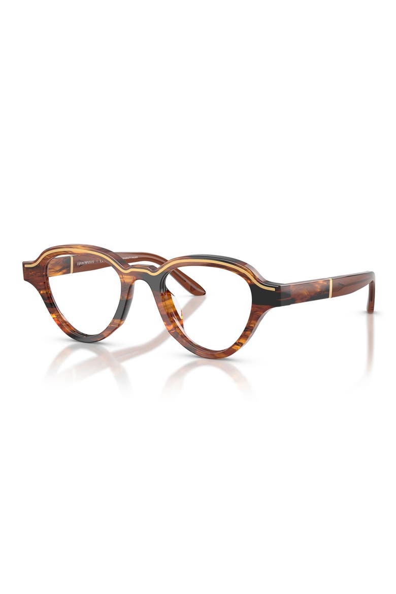 47mm Irregular Optical Glasses, Alternate, color, SHINY STRIPED DARK BROWN