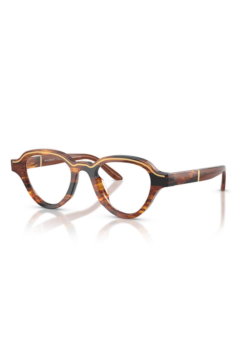 Emporio Armani 47mm Irregular Optical Glasses, Alternate, color, Shiny Striped Dark Brown