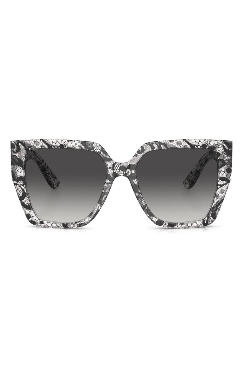 Dolce&Gabbana 55mm Square Sunglasses, Main, color, Black Lace