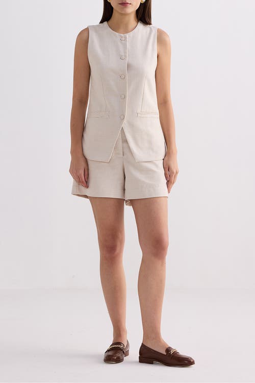 Reistor Cotton Tweed Vest Jacket Set In Chestnut Twist