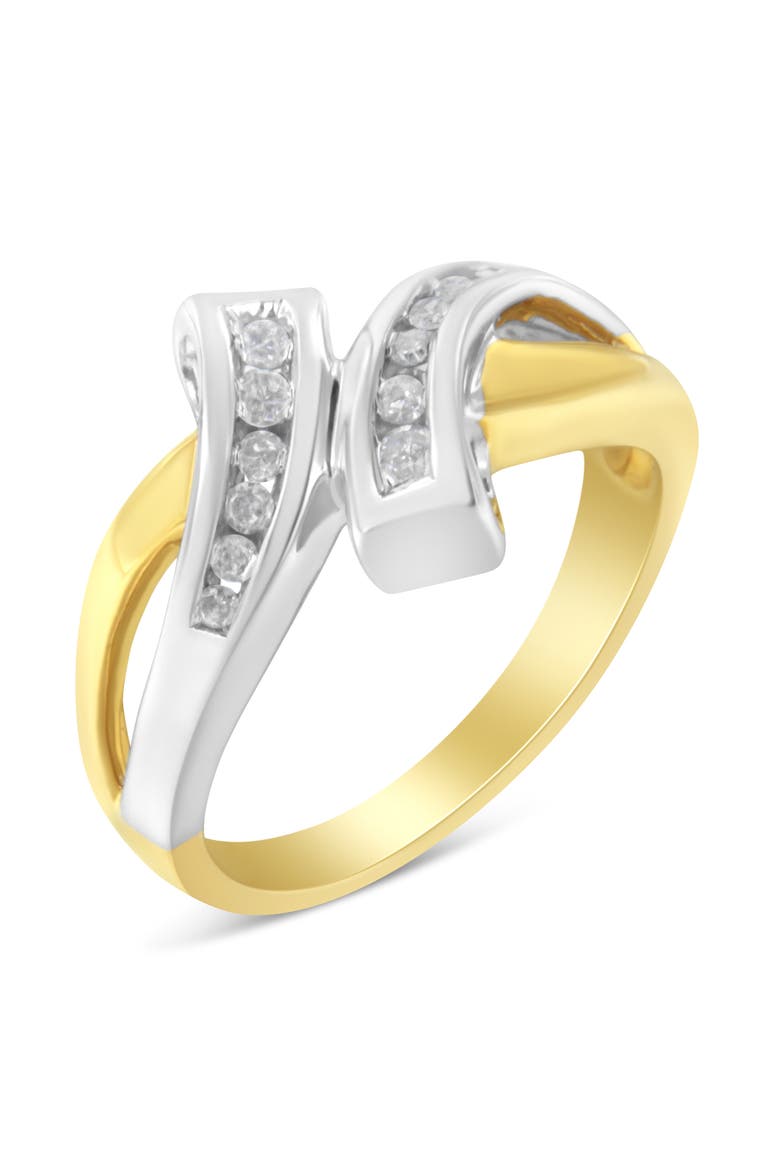 10K Two Toned Channel-Set 1/4 cttw Diamond Bypass Ring, Alternate, color, Yellow