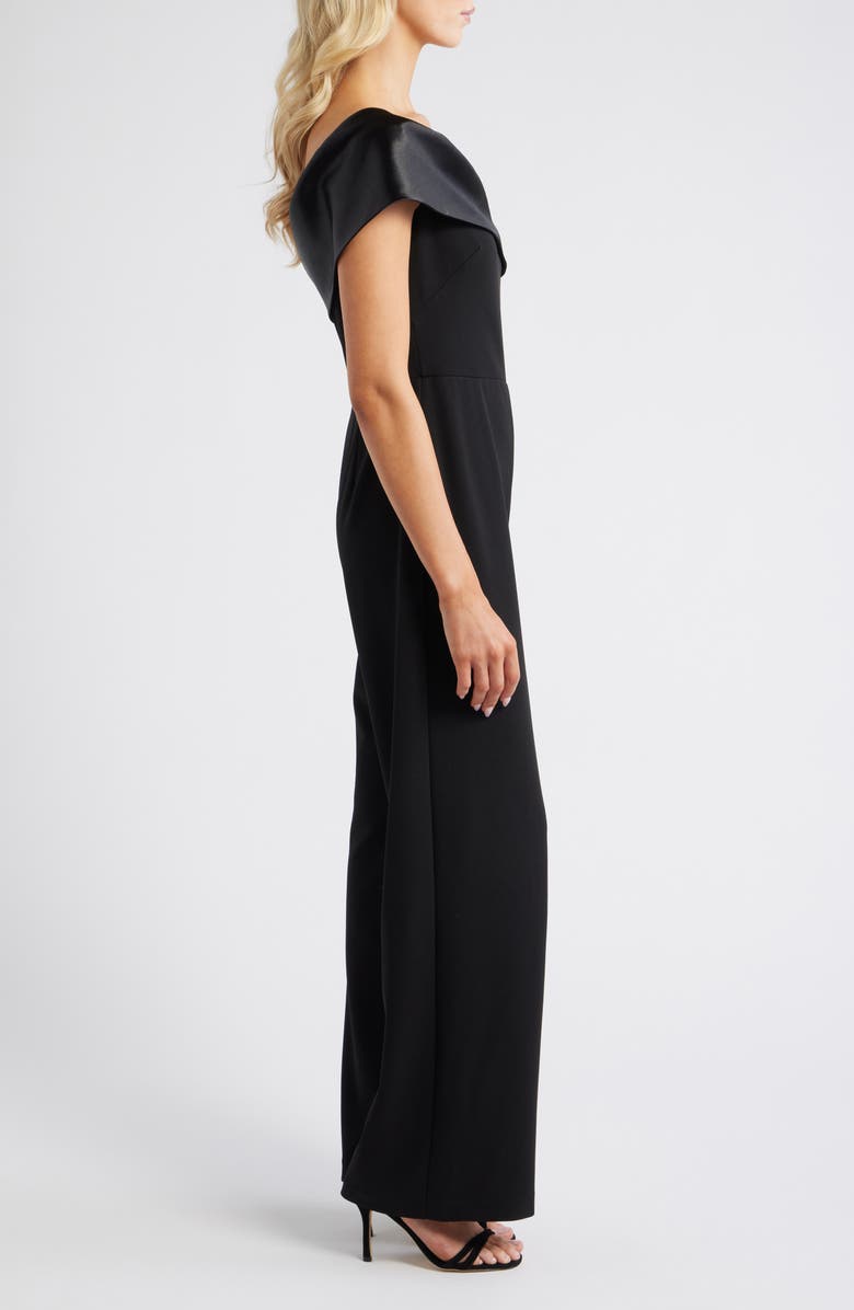 Eliza J One-Shoulder Jumpsuit, Alternate, color, Black