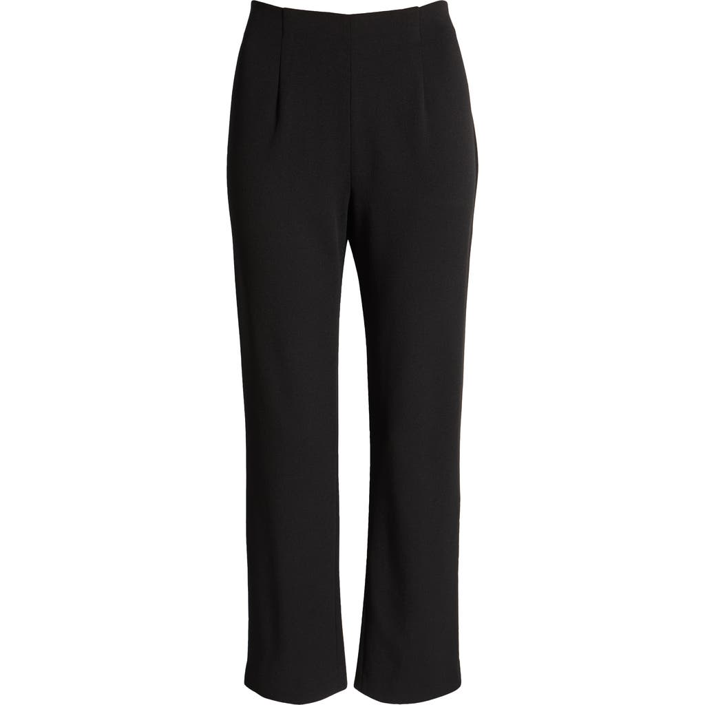 Ming Wang Deco Pintuck Crepe Pants In Black