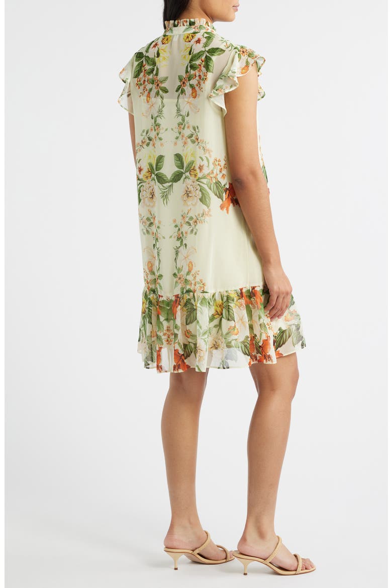 Floral Ruffle Hem Dress, Alternate, color, YELLOW MULTI