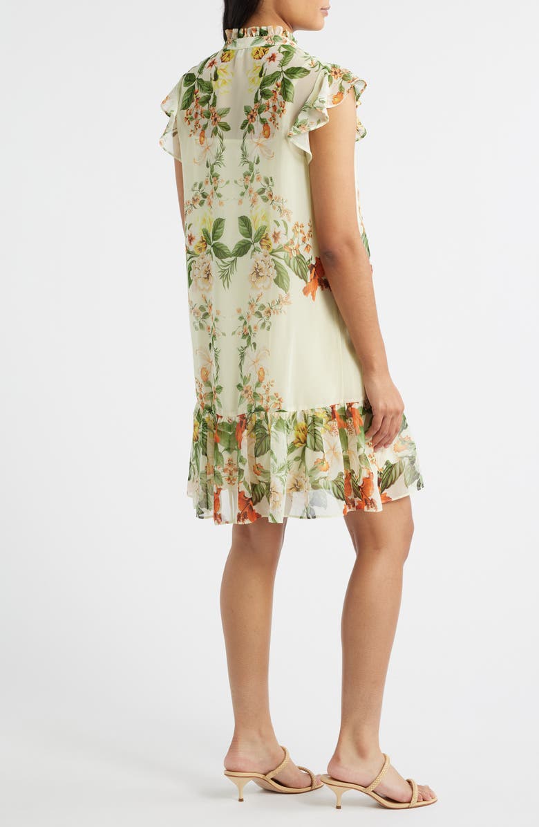 Julia Jordan Floral Ruffle Hem Dress, Alternate, color, Yellow Multi