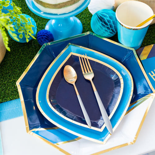 Jollity & Co . The Markle Navy Blue And Gold Charger Plates In Multi