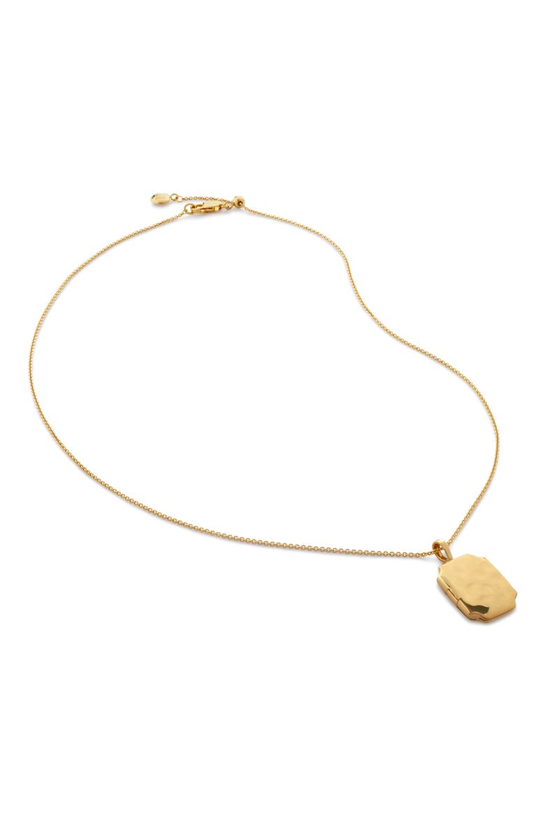 Signature Locket Necklace, Main, color, 18CT GOLD VERMEIL / EMERALD