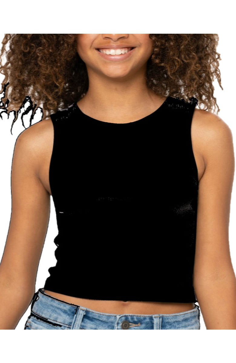 Malibu Sugar Ribbed crop sports tank top - Big Kid, Main, color, Black