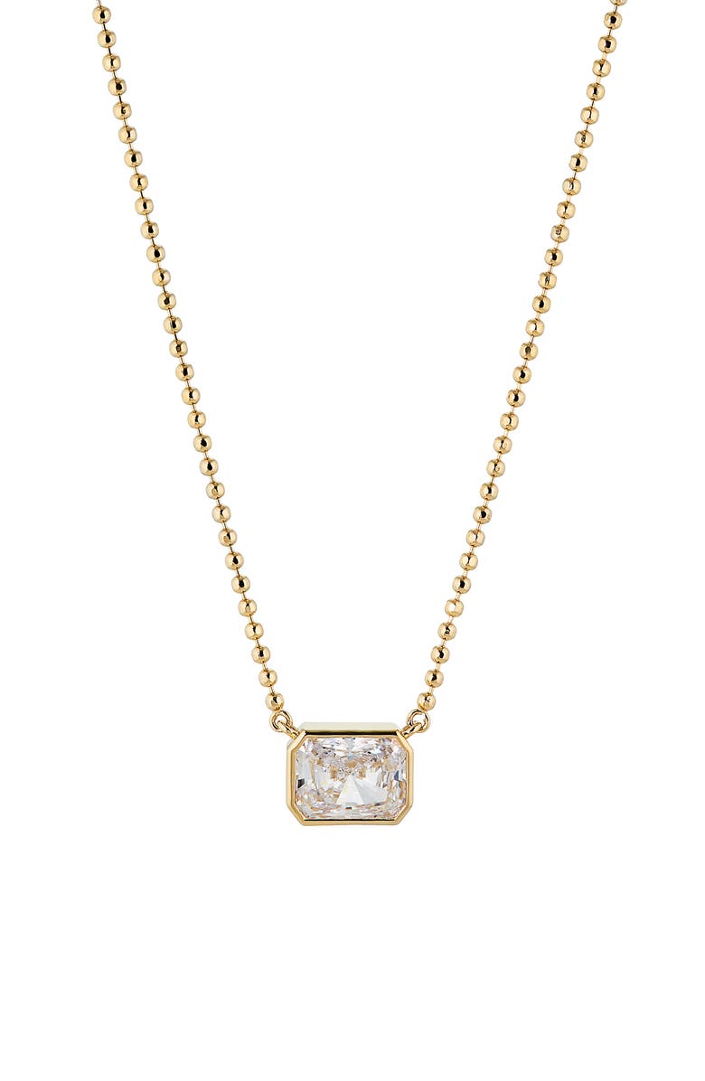 Nadri Emerald Cut Cubic Zirconia Pendant Necklace, Main, color, Gold