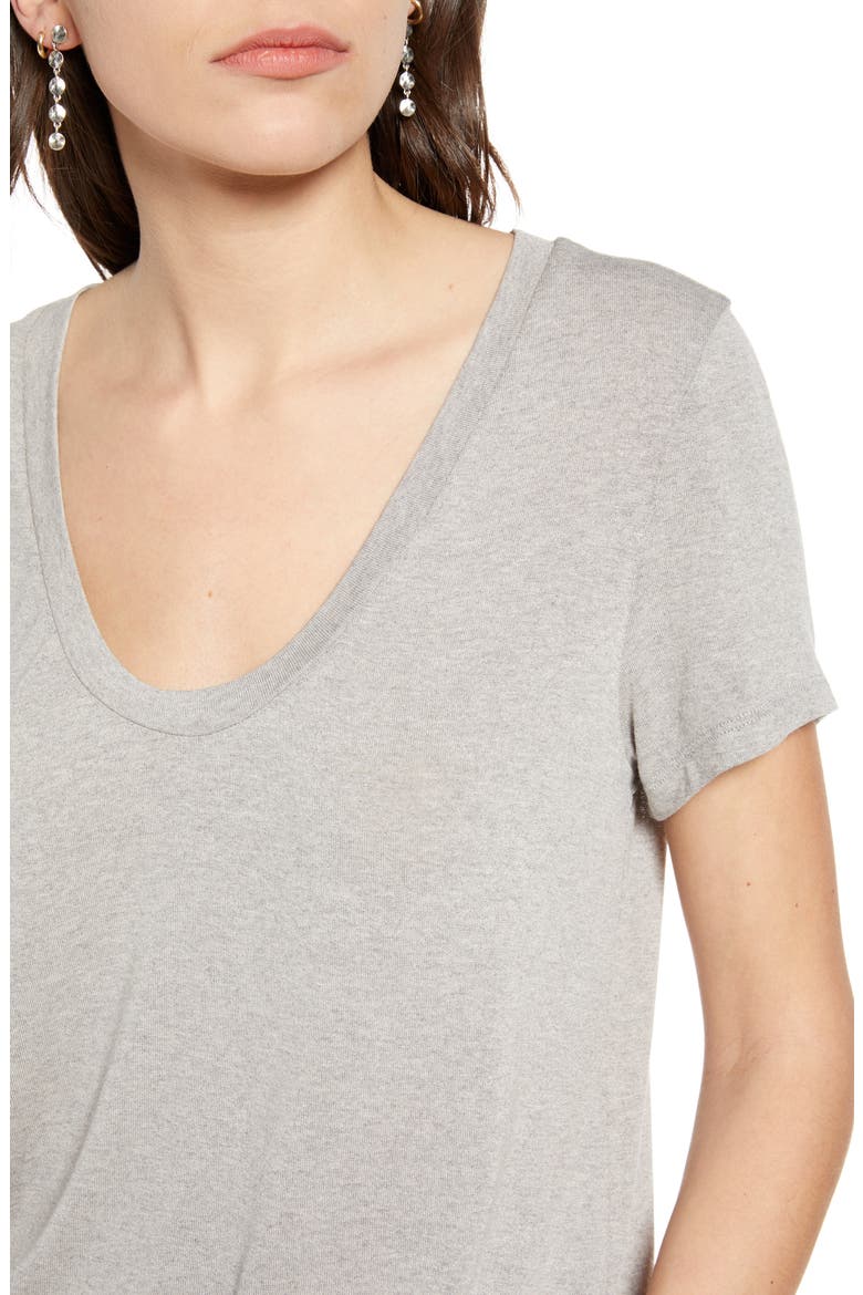 Heathered U-Neck Tee, Alternate, color, GREY HEATHER