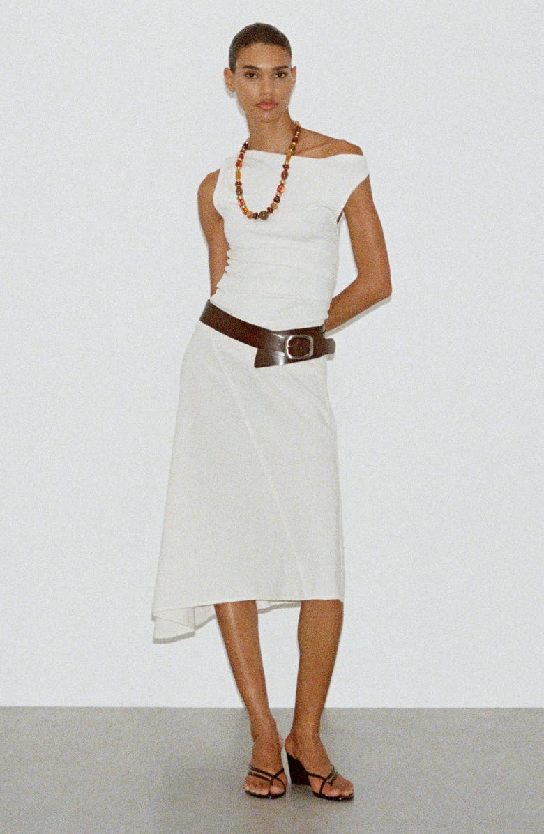 MANGO Asymmetric Midi Skirt, Alternate, color, Ecru