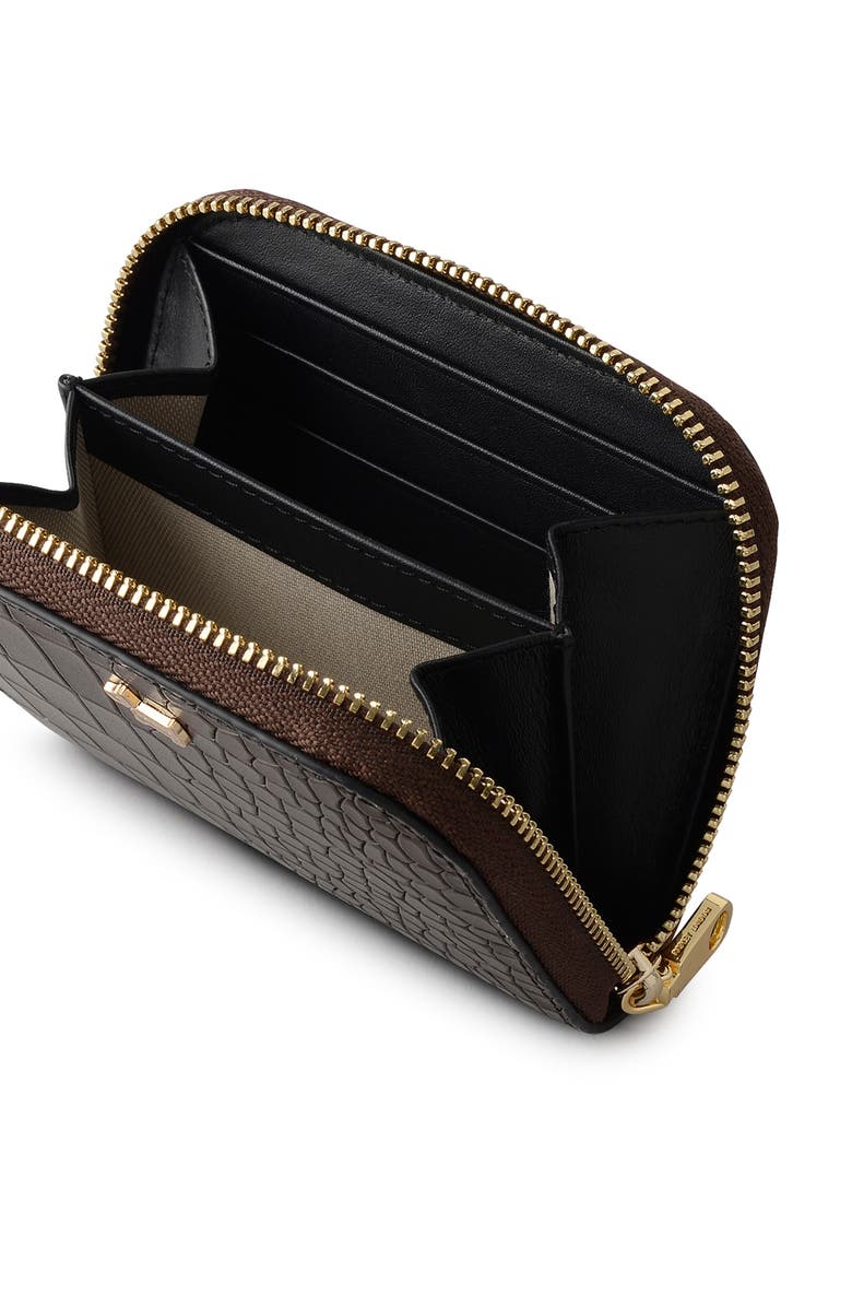 Radley Percy Grove Croc Embossed Leather Wallet, Alternate, color, Dark Oak