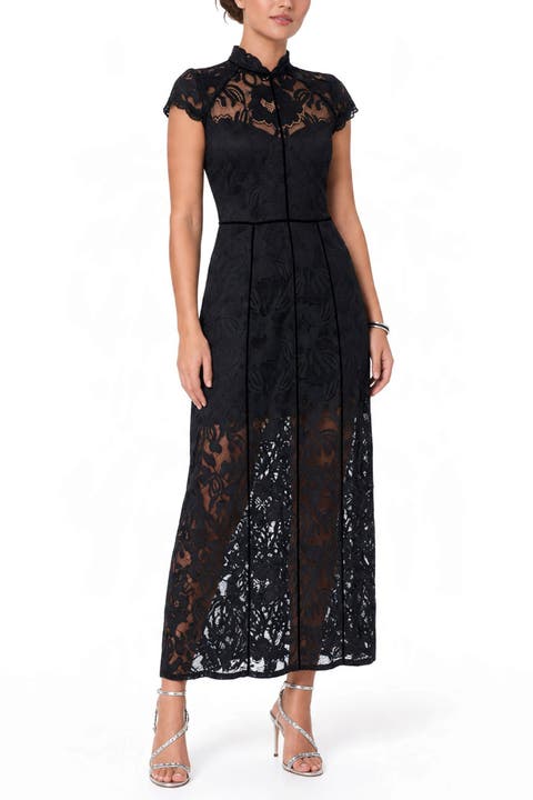 Jovienne Panneled Lace Maxi Dress