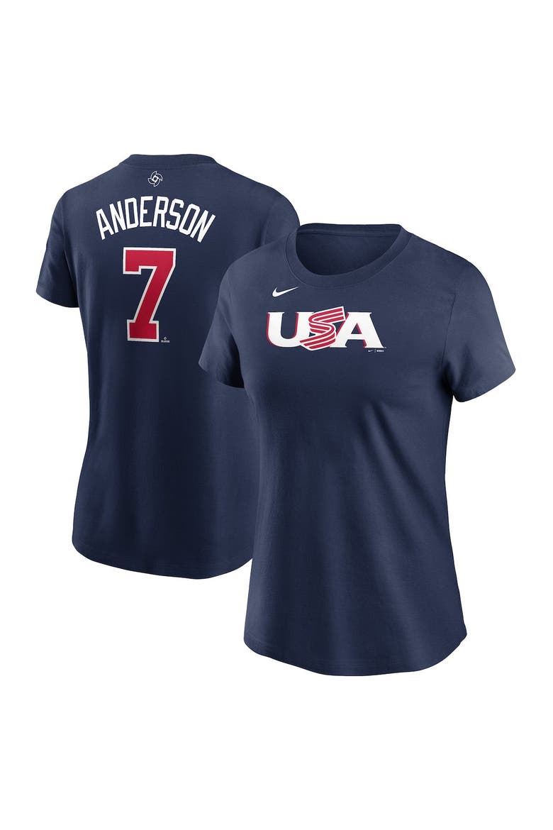 Women's Nike Tim Anderson Navy USA Baseball 2023 World Baseball Classic Name & Number T-Shirt, Main, color, Navy
