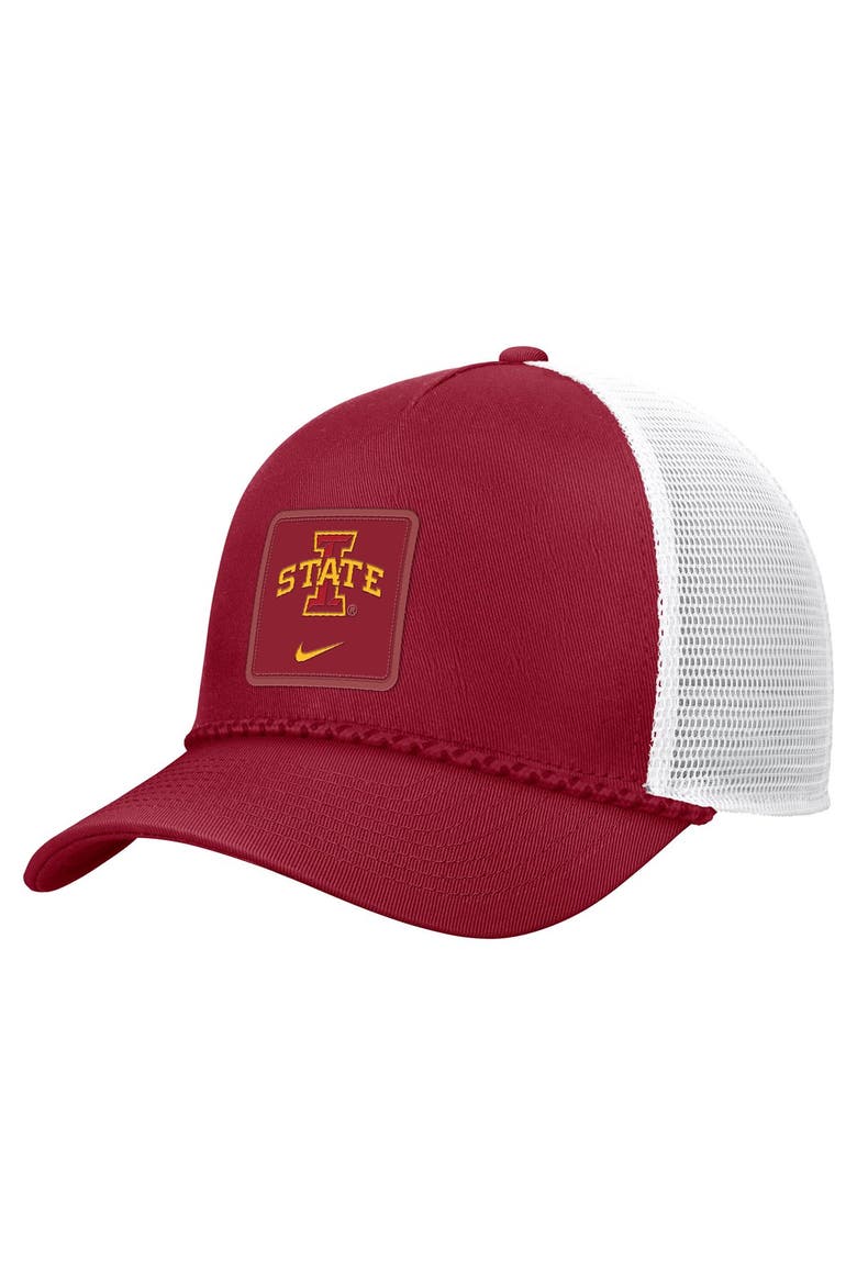 Men's Nike Cardinal Iowa State Cyclones 2026 On-Field Rope Adjustable Trucker Hat, Alternate, color, Cardinal