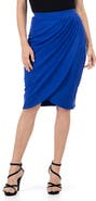 24seven Comfort Apparel Elastic Waist Knee Length Tulip Pencil Skirt