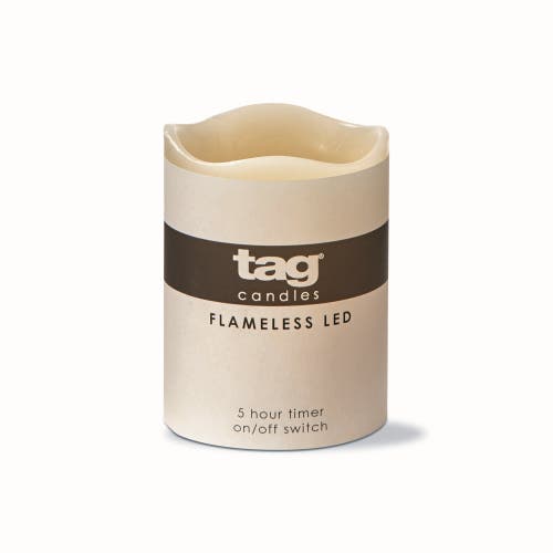 Tag Light Up Led Pillar Candle With Timer Flameless Decor In Sand