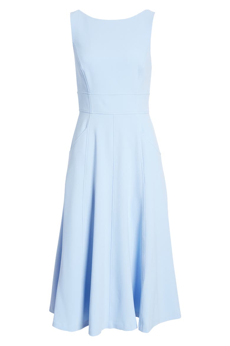 Bateau Neck Fit & Flare Dress, Alternate, color, BLUE