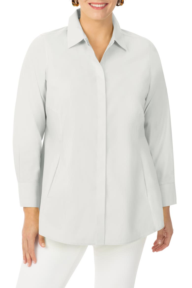Cicil Non-Iron Button-Up Tunic, Main, color, CLOUD GREY