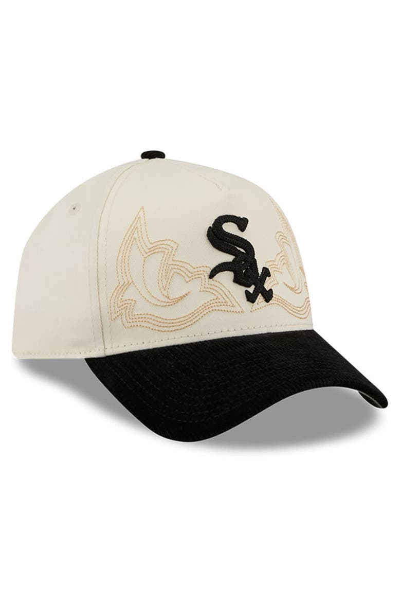Men's New Era Stone Chicago White Sox Western Stitch 9FORTY A-Frame Adjustable Hat, Alternate, color, Stone