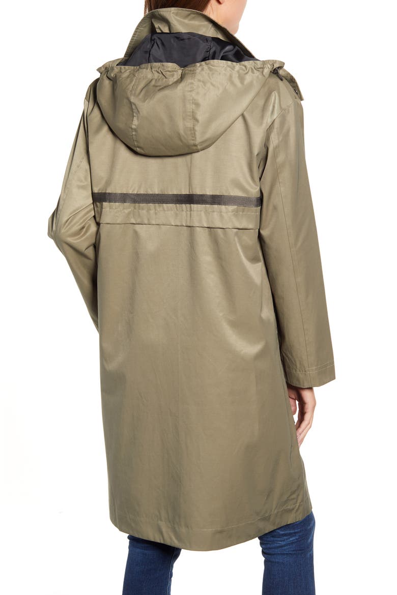 Long Hooded Raincoat, Alternate, color, ARMY