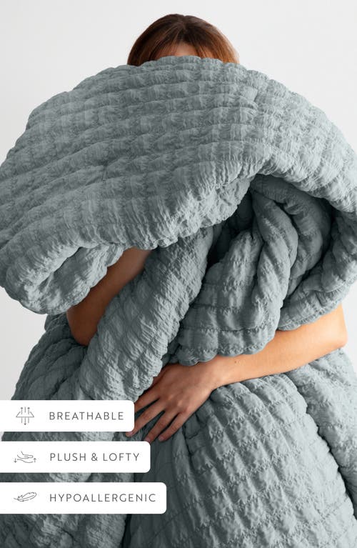Homespun Seersucker Textured 3-piece Comforter Set In Blue