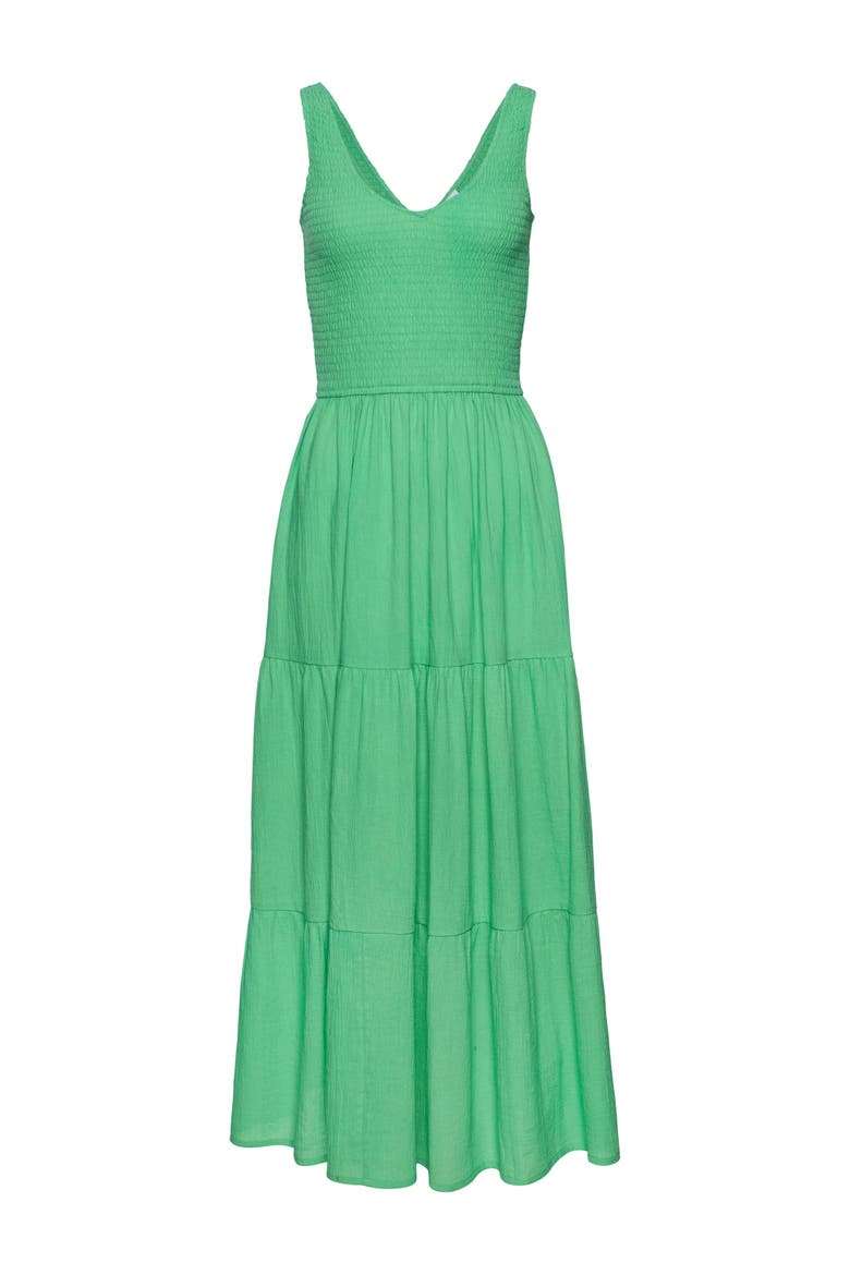 Smocked V-Neck Maxi Dress, Alternate, color, Green