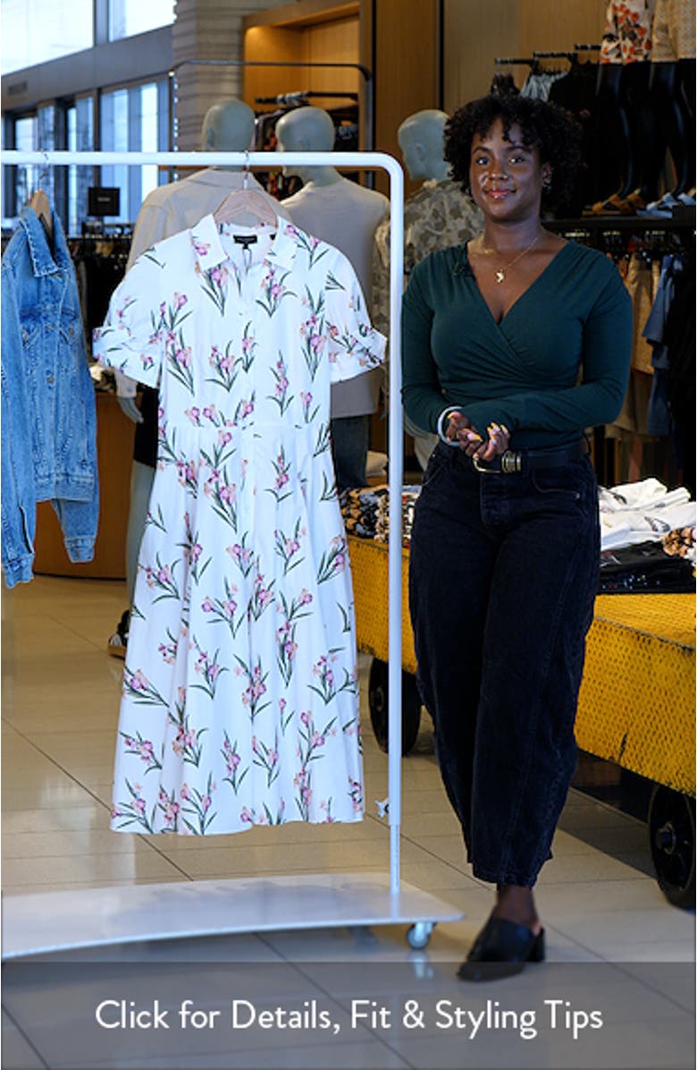 Floral Puff Sleeve Midi Shirtdress, sales video thumbnail