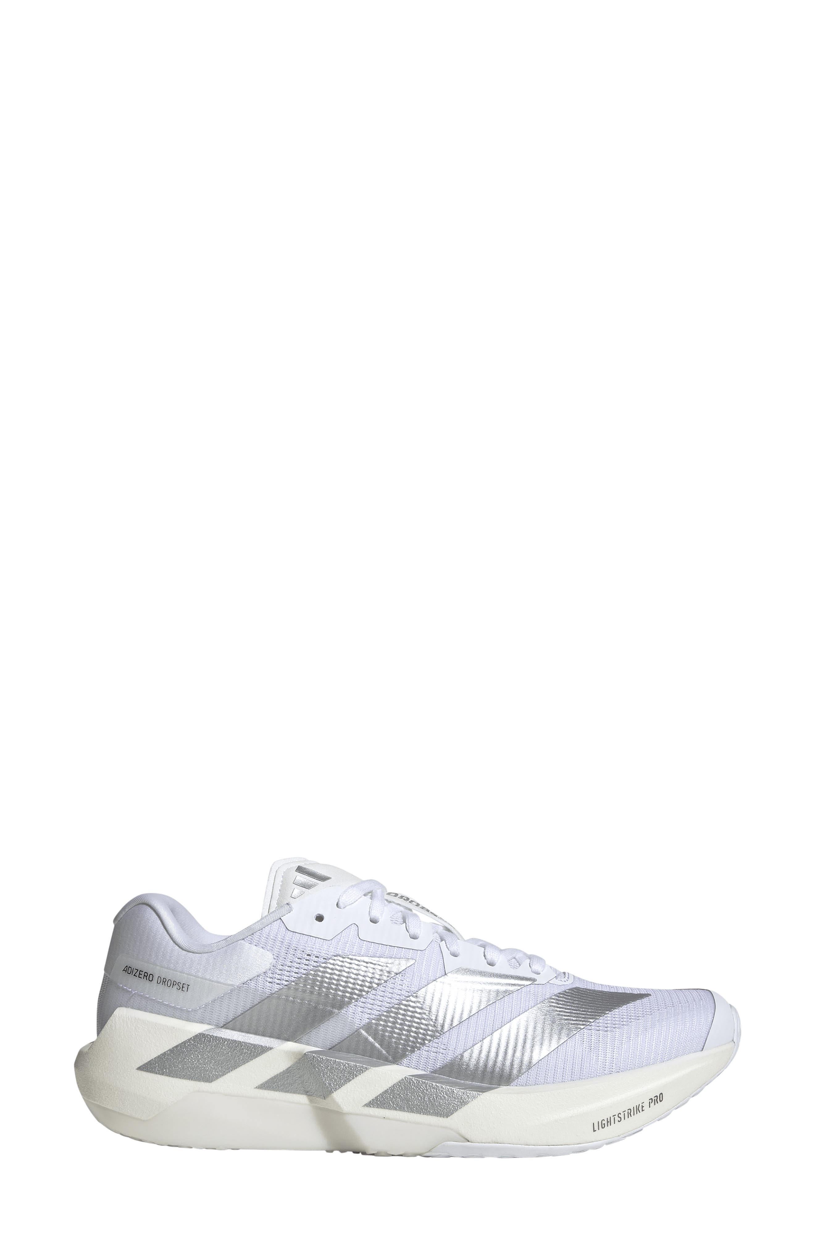 Adizero Dropset Pro Training Shoe, Alternate, color, WHITE/ SILVER METALLIC