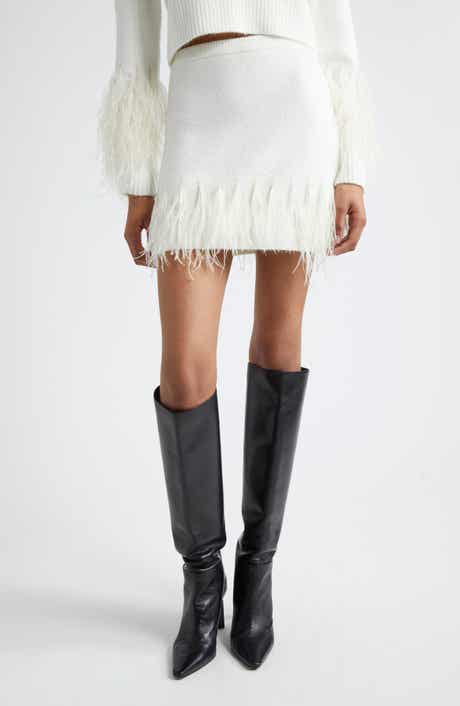 Briana Feather Hem Sweater Miniskirt