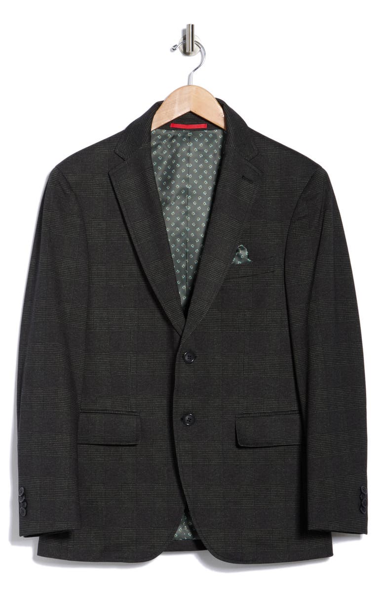 Lucky Brand Glen Plaid Knit Sport Coat, Alternate, color, Olive