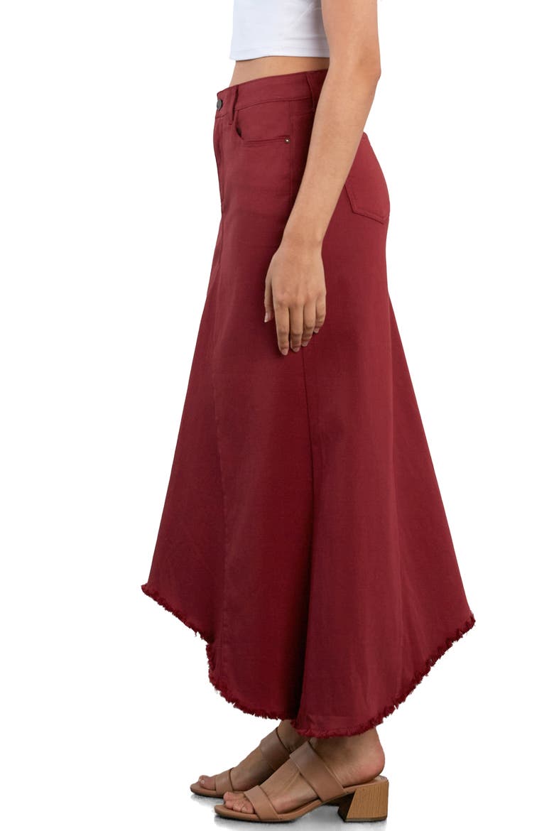 Selma Pieced Asymmetric Denim Maxi Skirt, Alternate, color, POMEGRANITE