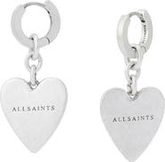 AllSaints Heart Charm Huggie Earrings