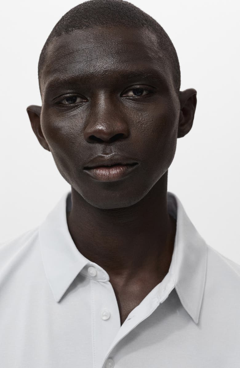 MANGO Solid Cotton Blend Piqué Polo, Alternate, color, Ivory White