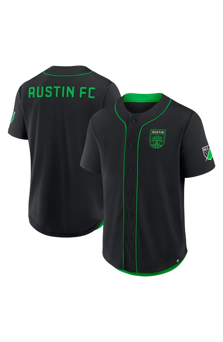 FANATICS Men's Fanatics Black Austin FC Injury Time Baseball Jersey, Main, color, Black