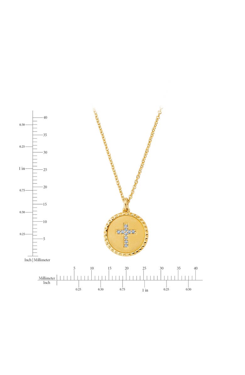 Crislu Brilliant Round Cross Medallion Pendant Necklace, Alternate, color, 18Kyg/ Clear Stone