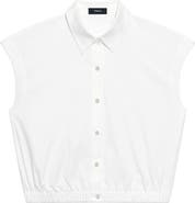 Theory Elastic Hem Cap Sleeve Button-Up Shirt