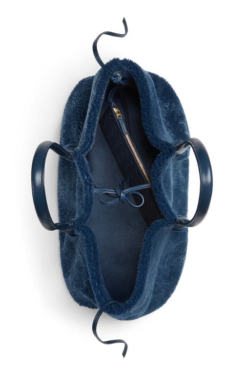 Bottega Veneta Pinacoteca Reversible Denim Print Suede & Genuine Shearling Tote