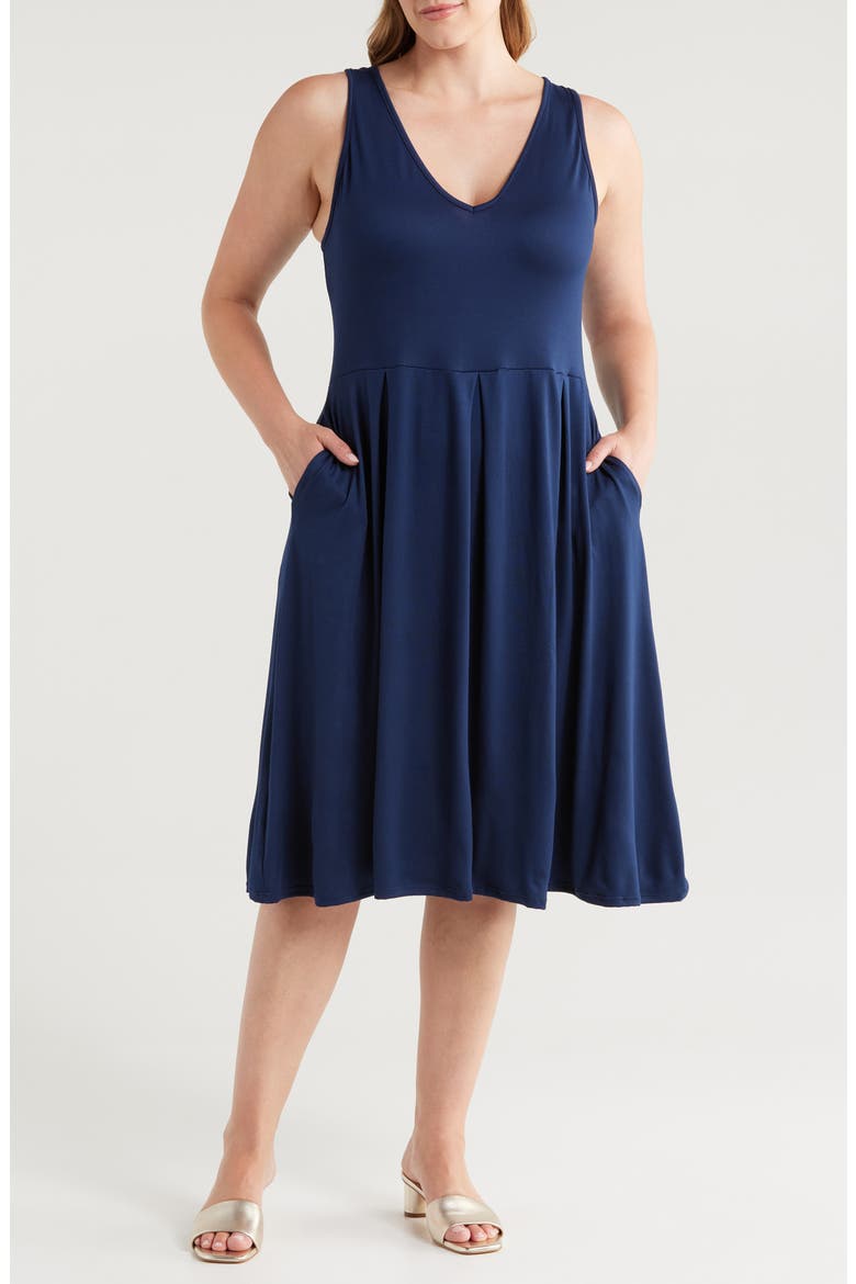 Sleeveless Jersey Dress, Main, color, NAVY