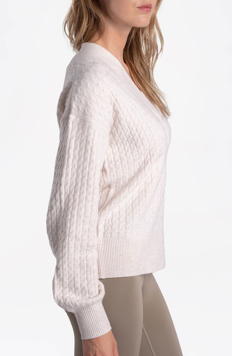 Lole Camille Cable Knit Pullover Sweater, Alternate, color, Dew Heather