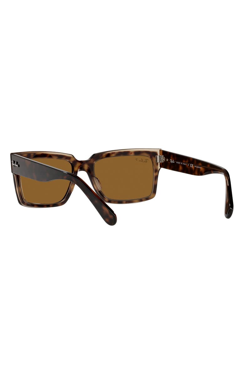 Ray-Ban Inverness 54mm Polarized Pillow Sunglasses, Alternate, color, Havana On Brown / Brown