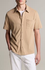 Vince Sueded Jersey Short Sleeve Button-Up Shirt