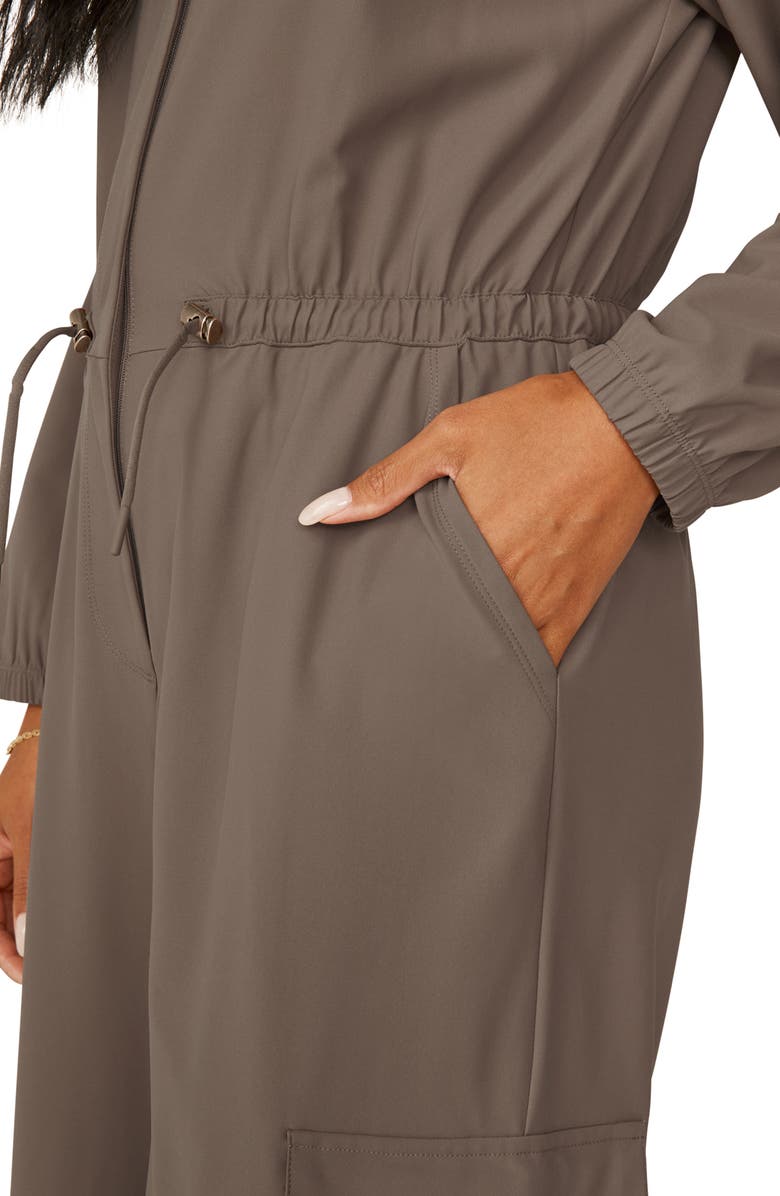 Beyond Yoga Long Sleeve Cargo Jumpsuit, Alternate, color, Dune