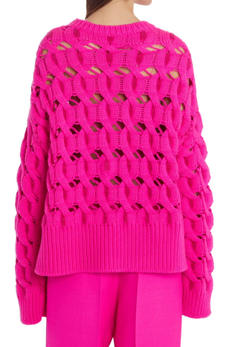 Valentino Garavani Open Stitch Cable Knit Wool Blend Sweater, Alternate, color, 